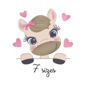 Horse Lovely Embroidery Design - Baby Machine Embroidery File - PES HUS JEF - 4x4 5x7 6x10 hoop - Instant Download - Animals Embroidery File