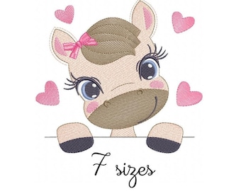 Horse Lovely Embroidery Design - Baby Machine Embroidery File - PES HUS JEF - 4x4 5x7 6x10 hoop - Instant Download - Animals Embroidery File