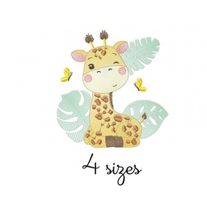 Giraffe Plants embroidery design, Animals embroidery design machine, zoo embroidery pattern, safari embroidery file, Baby embroidery design