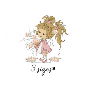 Cute Girl Embroidery Design - Baby Machine Embroidery File - PES DST JEF - 4x4 5x7 6x10 hoop - Instant Download - Nursery Embroidery