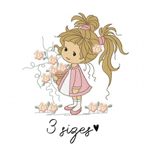 Cute Girl Embroidery Design Baby Embroidery Design Machine Etsy