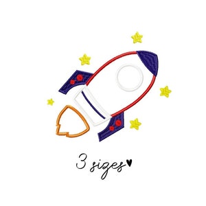 Rocket broidery Design - Baby Machine Embroidery File - PES JEF HUS - 4x4 5x7 6x10 hoop - Digital Download - Nursery Embroidery