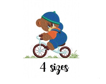 Teddy Bear Bike embroidery design machine embroidery pattern teddy Bear design cute bear embroidery baby boy embroidery  Old bear embroidery