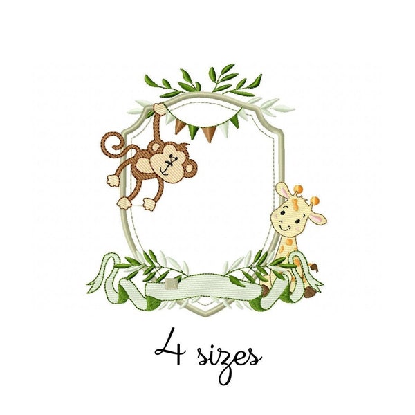 Cute Safari frame 2 embroidery designs ,baby embroidery design machine embroidery pattern, file instant download, newborn embroidery design