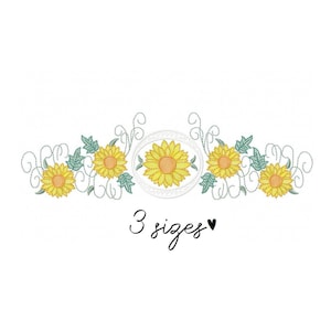 Sunflowers embroidery design, Flowers embroidery design machine , floral embroidery pattern, file instant download, towel embroidery design