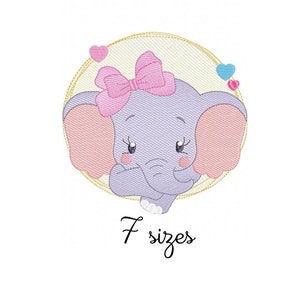 Lovely Elephant Girl embroidery design, Animals embroidery design machine, zoo embroidery pattern, safari embroidery file, Baby embroidery