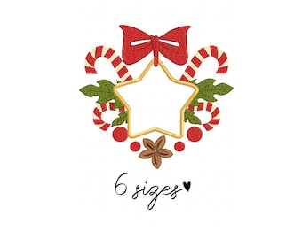 Xmas Ornament embroidery design, Christmas embroidery design machine, Star embroidery pattern, file instant download, Holiday embroidery