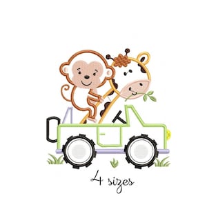 Monkey and Giraffe embroidery design, Animals embroidery design machine, zoo embroidery pattern, safari embroidery file, Baby embroidery