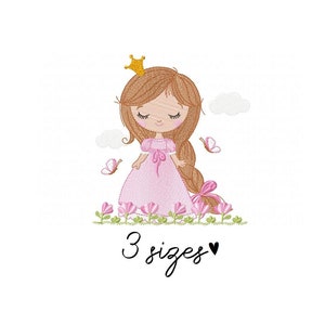 Cute Princess embroidery design, girls embroidery design machine, cute embroidery pattern file instant download baby embroidery baby design