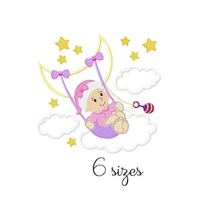 Baby Girl Embroidery Design - Baby Machine Embroidery File - PES JEF HUS - 4x4 5x7 6x10 hoop - Instant Download - Nursery Embroidery