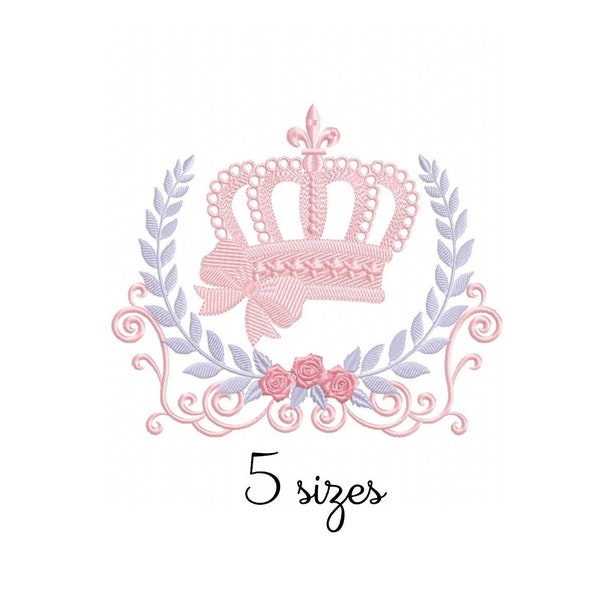 SuperCute Pink Crown embroidery design, baby embroidery design machine, frame embroidery pattern, file instant download, Newborn embroidery