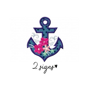 Anchor and flowers embroidery design Flower embroidery design machine, Nautical embroidery pattern, file instant download, floral embroidery