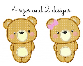 Bears Applique embroidery machine design, baby embroidery design, newborn machine embroidery pattern file instant download, teddy embroidery