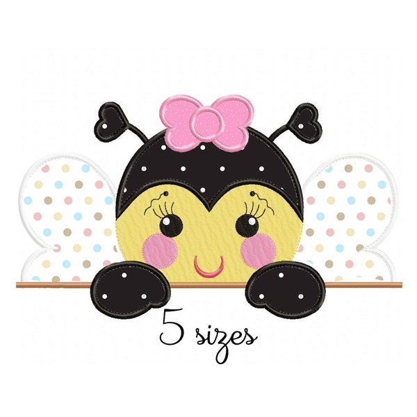 Bee Girl embroidery design, Animals embroidery design machine, baby embroidery pattern, file instant download, newborn embroidery design