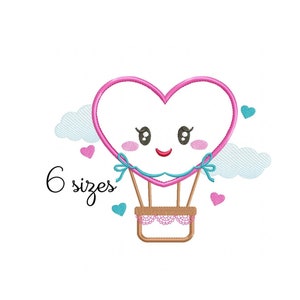 Heart Balloon embroidery designs, babies embroidery design machine, kids embroidery pattern, file instant download, Newborn embroidery