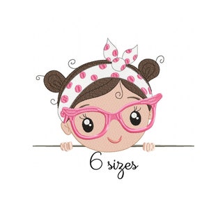 Cute Girl Glasses embroidery design, baby embroidery design machine, Newborn embroidery pattern, file instant download, Kids embroidery