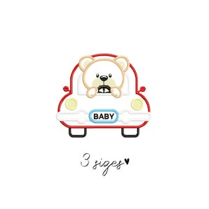 Baby Bear car embroidery designs, boy embroidery design machine embroidery pattern file instant download bear Boy embroidery boy design