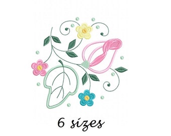 Niedliche Blumen-Stickerei-Designs. Blumen-Stickerei-Design, Maschinenstickmuster-Datei, sofortiger Download, Natur-Stickerei-Blumen-Design