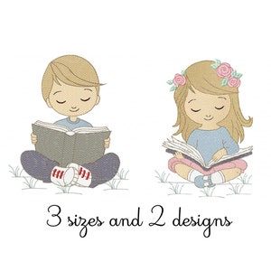 Cute Kids Reader Embroidery Design - Kids Machine Embroidery File - PES JEF HUS - 4x4 5x7 6x10 hoop - Instant Download - Nursery Embroidery