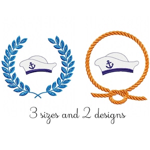 Broderidesign för sjömansmössa - Maskinbroderifil för baby - PES JEF HUS - 4x4 5x7 6x10 båge - Direkt nedladdning - Broderi för barnrum