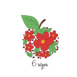 Teacher Apple Embroidery Design - School Machine Embroidery File - PES JEF HUS - 4x4 5x7 6x10 hoop - Instant Download - Class Embroidery