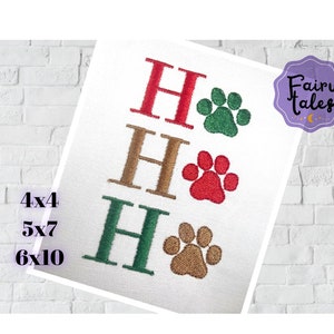 Hohoho Paw embroidery designs, Christmas embroidery design machine, Holiday embroidery pattern file instant download, Xmas embroidery design