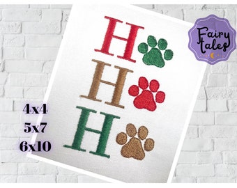 Hohoho Paw embroidery designs, Christmas embroidery design machine, Holiday embroidery pattern file instant download, Xmas embroidery design