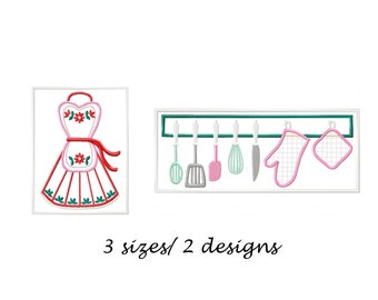Kitchen embroidery design, cute kitchen embroidery design machine embroidery pattern file instant download apron embroidery cutlery design