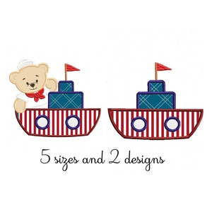 Sailor Bear embroidery designs, boat embroidery design machine, baby embroidery pattern file instant download, newborn embroidery