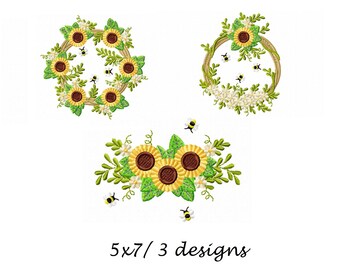 Sunflowers embroidery designs Flowers embroidery design machine embroidery pattern file instant download nature embroidery flower design