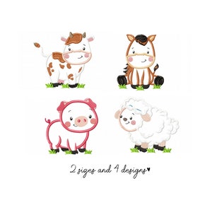 Farm Animals Embroidery Design - Baby Machine Embroidery File - PES JEF HUS - 4x4 5x7 hoop - Instant Download - Digital Design - Applique