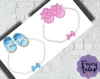 Baby Shoe frame embroidery design, baby embroidery design machine, frame embroidery pattern ,file instant download, newborn embroidery