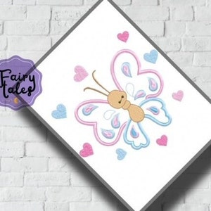 Cute Butterfly embroidery designs girl embroidery design machine embroidery pattern file instant download girl embroidery  girl applique