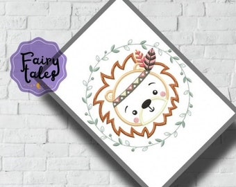 Lion Applique embroidery design, Animals embroidery design machine, zoo embroidery pattern, safari embroidery file, Baby embroidery design