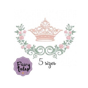 Pink Crown embroidery design, baby embroidery design machine, frame embroidery pattern, file instant download, Newborn embroidery