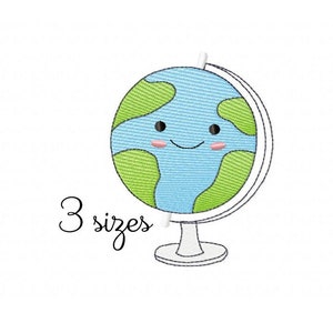 Globe embroidery designs, Class embroidery design machine, school embroidery pattern, file instant download, kids embroidery design
