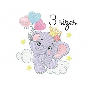 Elephant Crown Sky embroidery design, baby embroidery design machine,animals embroidery pattern, file instant download,Newborn embroidery