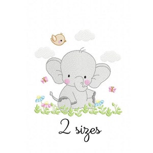 Elephant Embroidery Design - Baby Machine Embroidery File - PES HUS JEF - 4x4 5x7 6x10 hoop - Instant Download - Newborn Embroidery Design