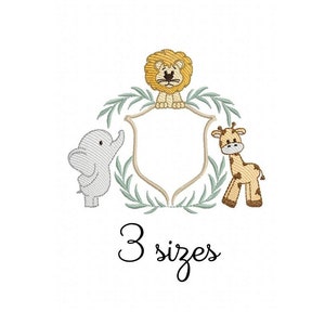 Cute Safari Frame Boy Embroidery Design - Baby Machine Embroidery File - PES EXP HUS - 4x4 5x7 hoop - Instant Download - Digital Design