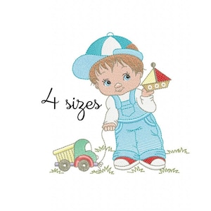 Boy Cute Toys Embroidery Design - Baby Boy Machine Embroidery File - PES JEF HUS - 4x4 5x7 6x10 hoop - Instant Download - Nursery Embroidery
