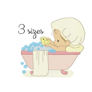 Broderidesign för babybad - Maskinbroderifil för baby - PES JEF HUS - 4x4 5x7 6x10 båge - Direkt nedladdning - Broderi för barnrum