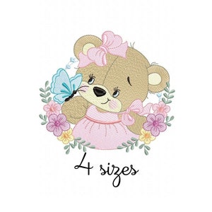 Cute Bear Butterfly3 embroidery design, baby embroidery design machine ,animals embroidery pattern, file instant download,Newborn embroidery