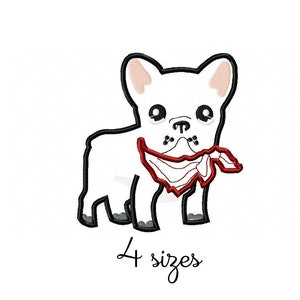 Diseño de bordado con apliques de bulldog, diseño de bordado de animales a máquina, archivo de patrón de bordado de bebé descarga instantánea, bordado para recién nacidos