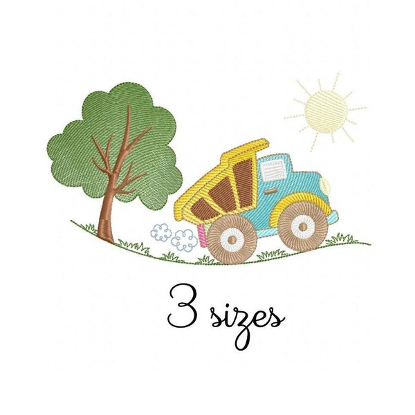 Truck and Three embroidery design, Vehicles embroidery design machine, baby embroidery pattern file instant download, newborn embroidery