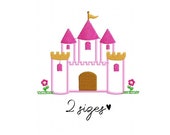 Princess Castle Applique Embroidery Design - Baby Machine Embroidery File - PES JEF HUS - 4x4 5x7 hoop - Instant Download - Nursery Design