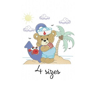 Nautical Bear Anchor embroidery designs, sailor embroidery design machine, baby embroidery pattern file instant download, newborn embroidery