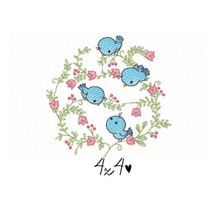 Birds and branches embroidery design Flower embroidery design machine embroidery pattern file instant download birds embroidery fill stitch