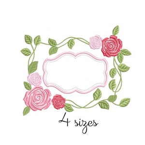 Beauty Rose Frame embroidery design, floral embroidery design machine, towel embroidery pattern, file instant download, flowers embroidery