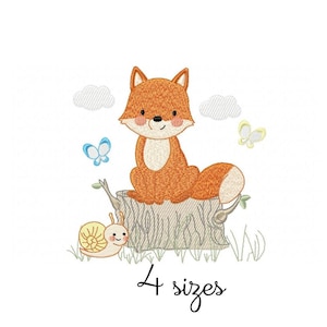 Fox Snail Boy embroidery designs, animals embroidery design machine, baby embroidery pattern file instant download, Newborn embroidery