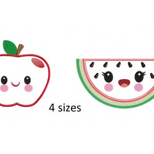 Apple and watermelon embroidery designs fruits applique embroidery design machine embroidery pattern file instant download food embroidery